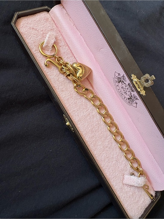 Juicy Couture Jewelry - Juicy Couture Gold Heart Charm Chain with Pink Lining